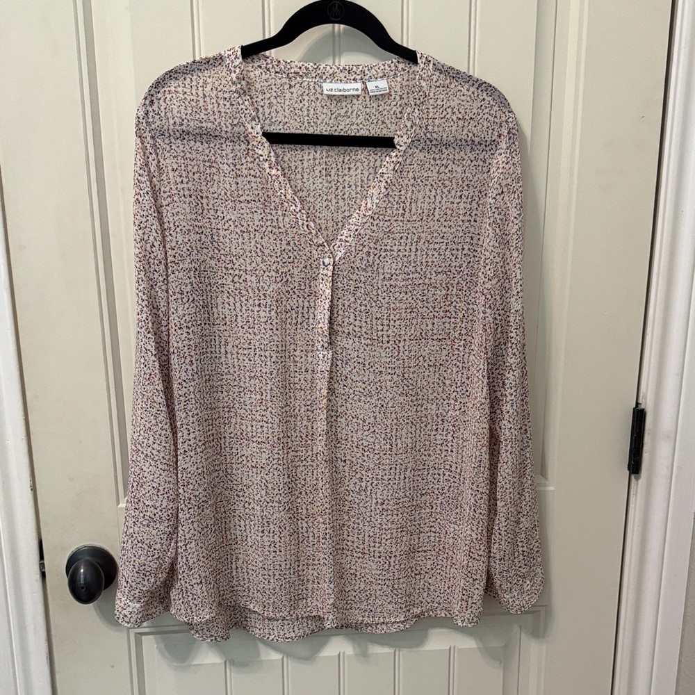 Liz Claiborne Patterned Blouse - Cream and Black